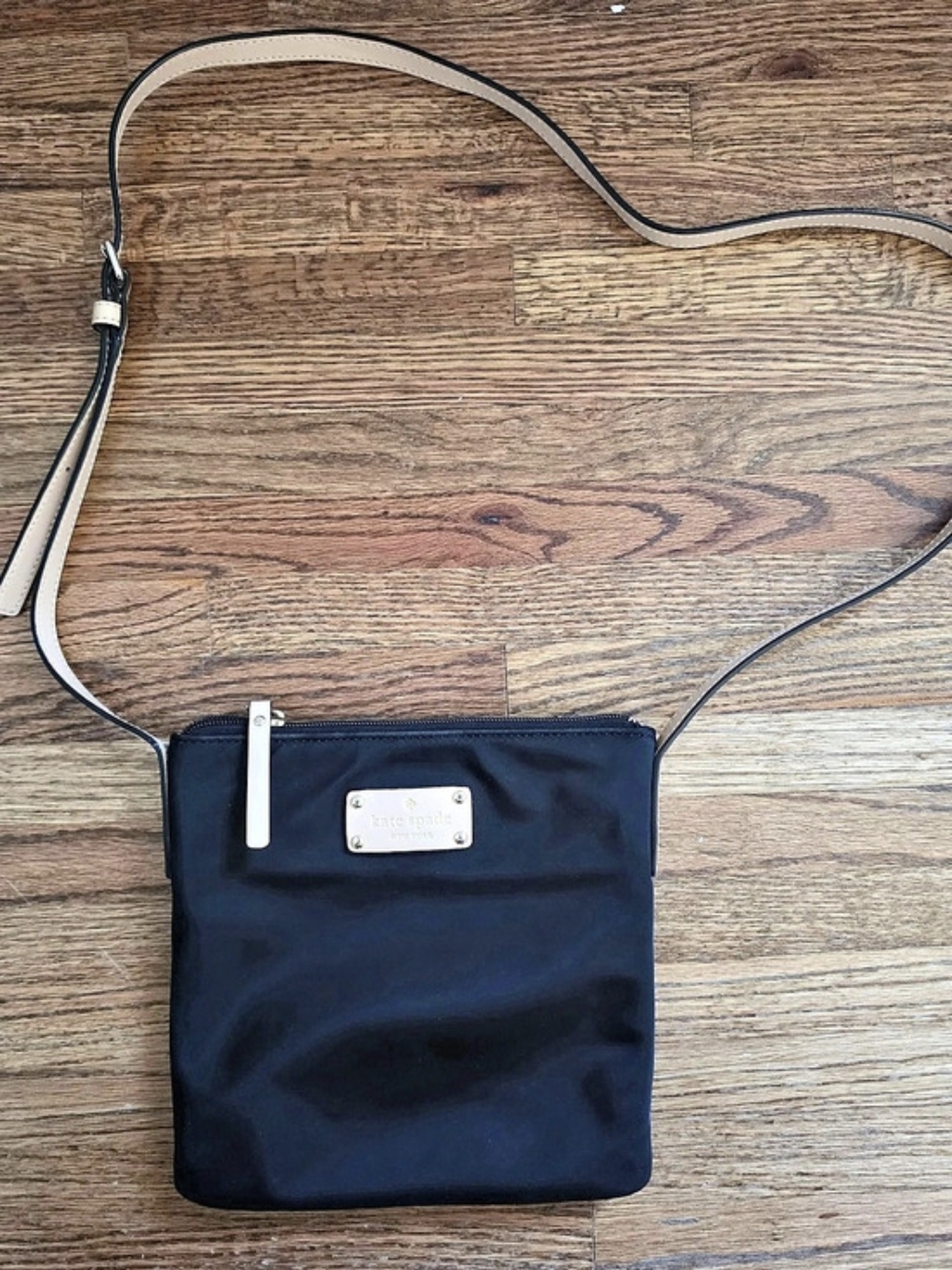 kate spade Dawn Flat Crossbody Black & Pink Crossbody Bag